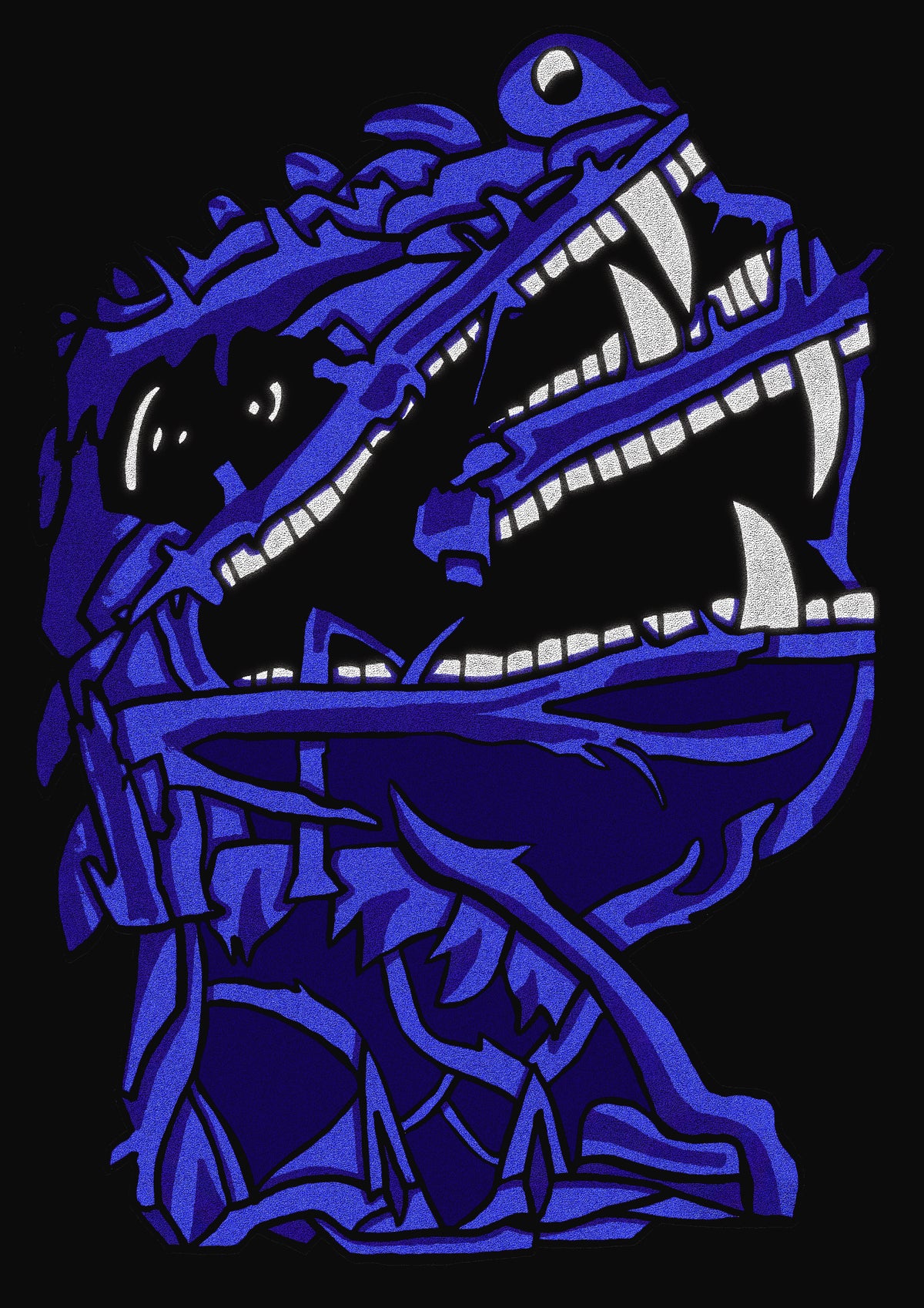 Hand-drawn two-mouth monster illustration