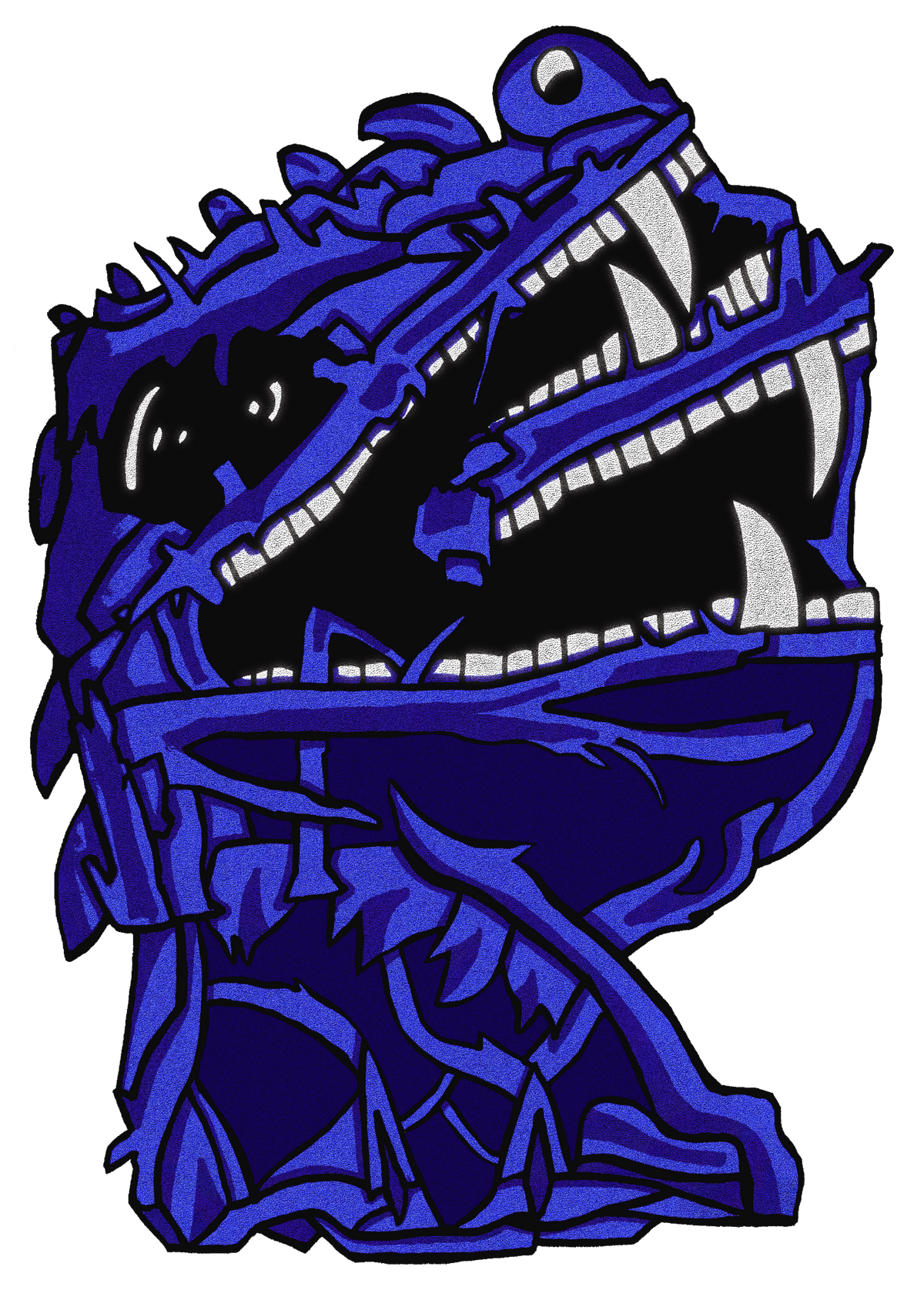 Hand-drawn two-mouth monster artwork