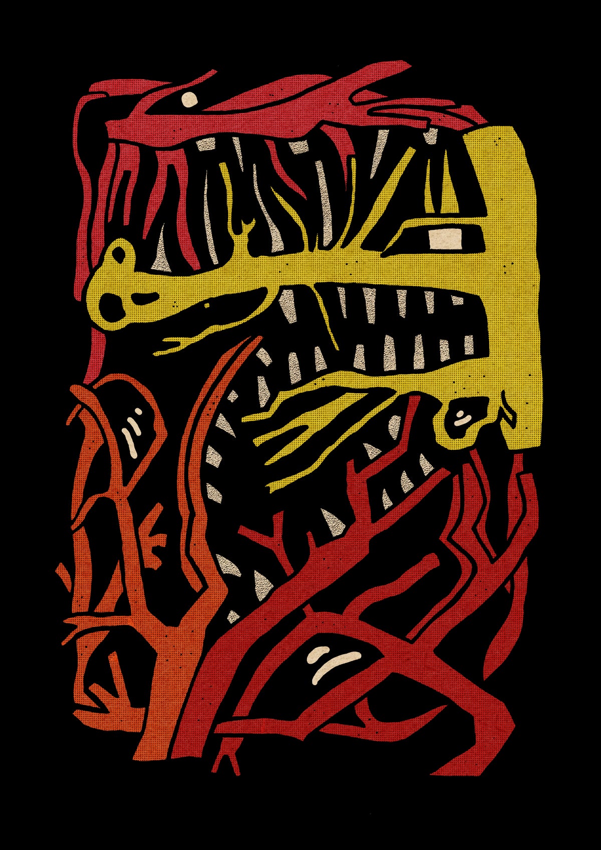 Hand-drawn jungle monster illustration