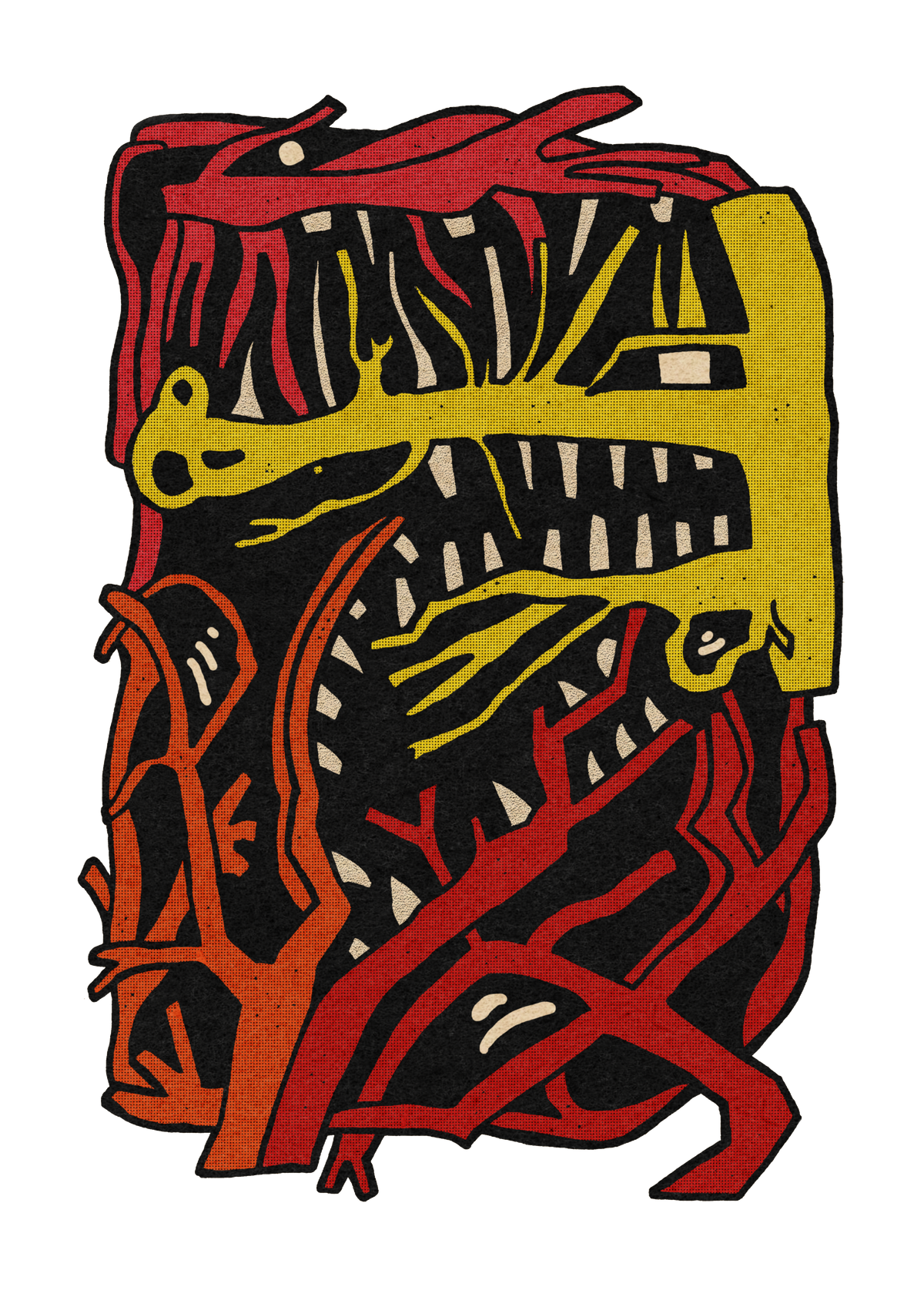 Hand-drawn jungle monster artwork