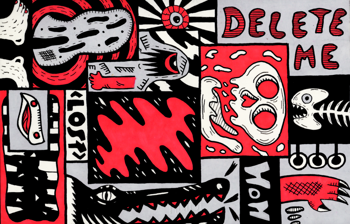 Experimental hand-drawn monster artwork