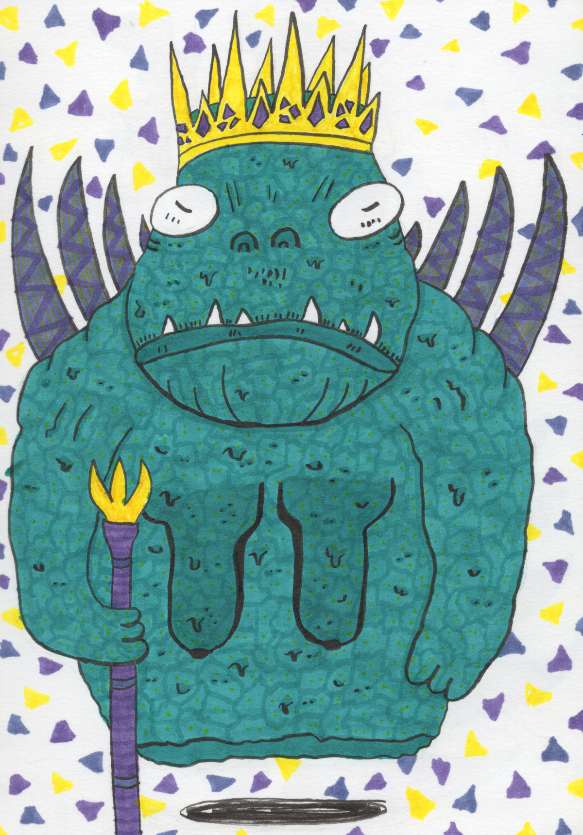 Hand-drawn frog creature illustration